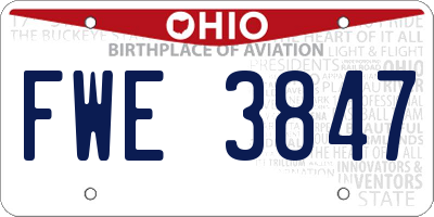OH license plate FWE3847