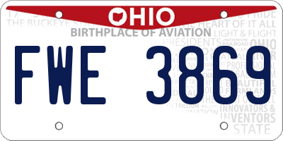 OH license plate FWE3869