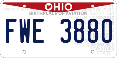 OH license plate FWE3880