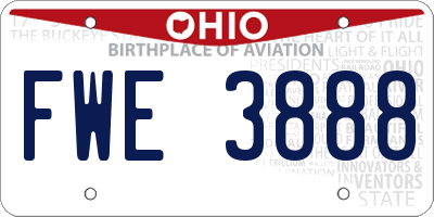 OH license plate FWE3888