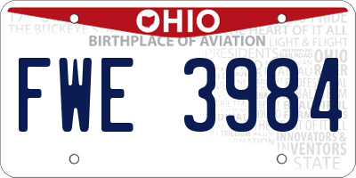 OH license plate FWE3984
