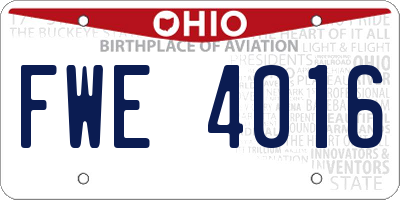 OH license plate FWE4016