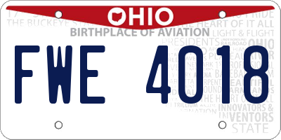 OH license plate FWE4018
