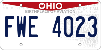 OH license plate FWE4023