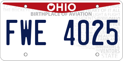 OH license plate FWE4025