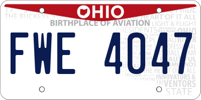 OH license plate FWE4047