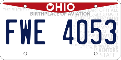 OH license plate FWE4053