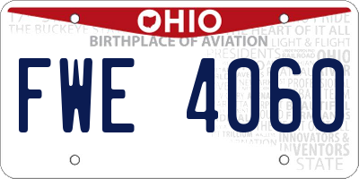 OH license plate FWE4060