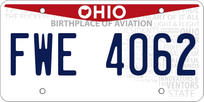 OH license plate FWE4062
