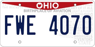 OH license plate FWE4070