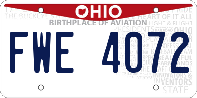 OH license plate FWE4072