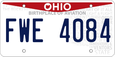 OH license plate FWE4084