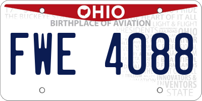 OH license plate FWE4088