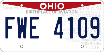 OH license plate FWE4109