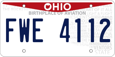 OH license plate FWE4112