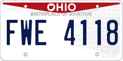 OH license plate FWE4118