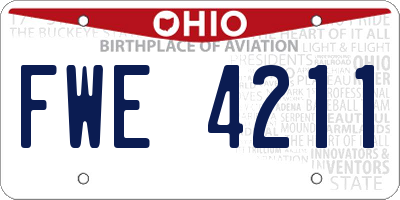 OH license plate FWE4211