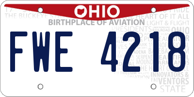OH license plate FWE4218
