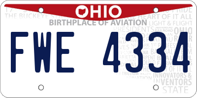 OH license plate FWE4334