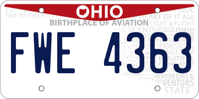OH license plate FWE4363