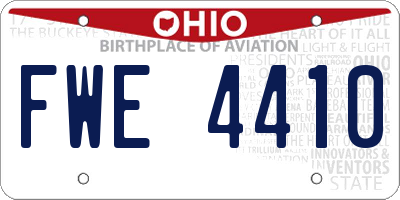 OH license plate FWE4410