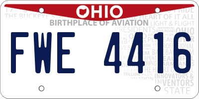 OH license plate FWE4416
