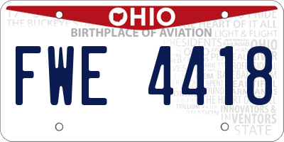OH license plate FWE4418