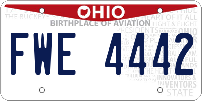 OH license plate FWE4442