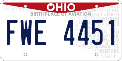 OH license plate FWE4451