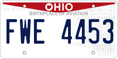 OH license plate FWE4453