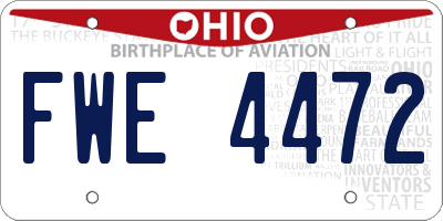 OH license plate FWE4472