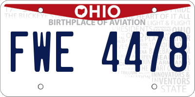 OH license plate FWE4478