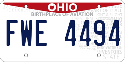 OH license plate FWE4494