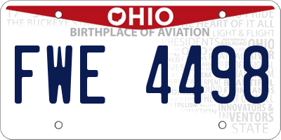 OH license plate FWE4498