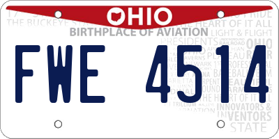 OH license plate FWE4514