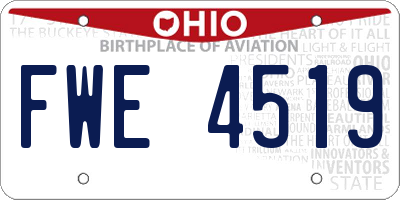 OH license plate FWE4519