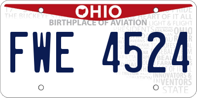 OH license plate FWE4524