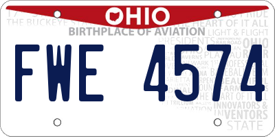 OH license plate FWE4574