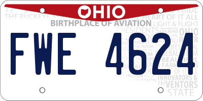 OH license plate FWE4624