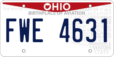 OH license plate FWE4631