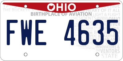 OH license plate FWE4635