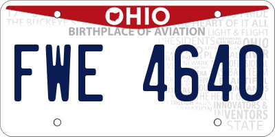 OH license plate FWE4640
