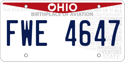 OH license plate FWE4647