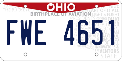 OH license plate FWE4651