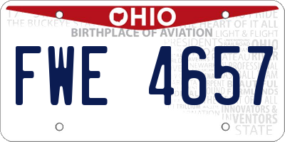 OH license plate FWE4657