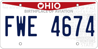 OH license plate FWE4674