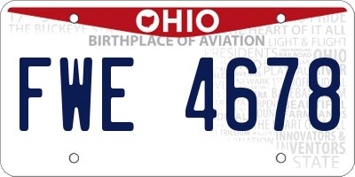OH license plate FWE4678