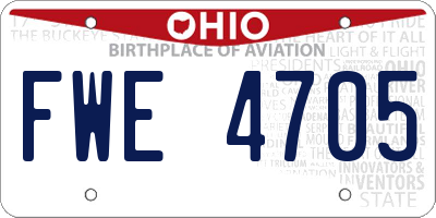OH license plate FWE4705