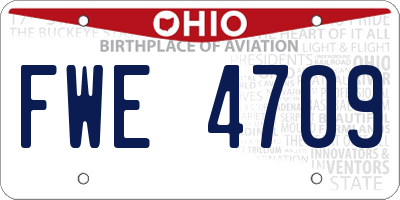 OH license plate FWE4709