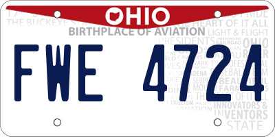 OH license plate FWE4724